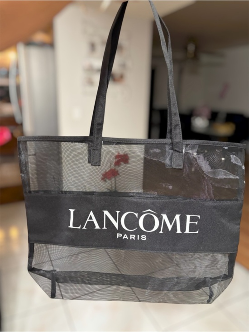 Lancôme Black and White Mesh Tote